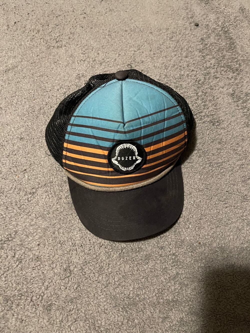 Dozer Trucker Hat Mens One Size 54cm Mesh Back Striped Surf Patch Black Snapback